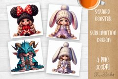 Cute gnome girl Square Coaster Sublimation Design Product Image 1