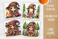 Cute gnome hippie style Square Coaster Sublimation Design Product Image 1