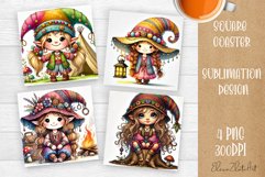 Cute gnome hippie style Square Coaster Sublimation Design Product Image 1