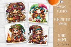 Cute gnome hippie style Square Coaster Sublimation Design Product Image 1