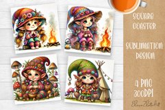 Cute gnome hippie style Square Coaster Sublimation Design Product Image 1