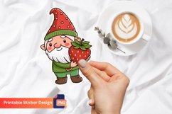 Cute Gnome Strawberry Sticker, Strawberry Lover Sticker Product Image 1