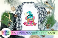Cute Christmas Gnome with Hot Cocoa & Cookies Sublimation Product Image 1
