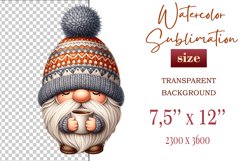 Discover a cozy autumn mood with this cute gnome holding a cup of coffee. Perfect for fall designs, scrapbooking and coffee lovers. PNG with transparent background.