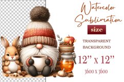 Discover a cozy autumn mood with this cute gnome holding a cup of coffee. Perfect for fall designs, scrapbooking and coffee lovers. PNG with transparent background.