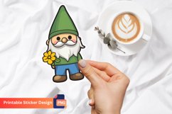 Cute Gnome With Flower Sticker, Adorable Gnome Sticker Product Image 1