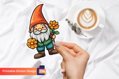 Cute Gnome With Flower Sticker, Adorable Gnome Sticker Product Image 1