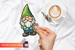 Cute Gnome With Flower Sticker, Adorable Gnome Sticker Product Image 1