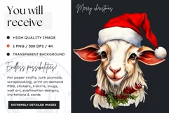 Cute Goat Clipart Christmas Animals PNG for sublimation Product Image 2
