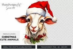 Cute Goat Clipart Christmas Animals PNG for sublimation Product Image 1
