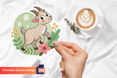 Cute Goat Flower Sticker, Cute Farm Animal Sticker Product Image 1
