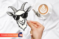 Cute Goat with Sunglasses Sticker, Funny Farm Animal Sticker Product Image 1