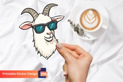Cute Goat with Sunglasses Sticker, Funny Farm Animal Sticker Product Image 1