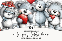 Cute grey teddy bear Clipart Png Product Image 1