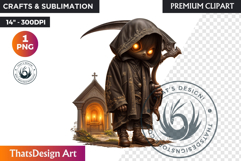 Kids Halloween clipart, The grim reaper halloween character Product Image 1