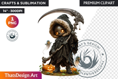 Kids Halloween clipart, The grim reaper halloween character Product Image 1