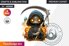 Kids Halloween clipart, The grim reaper halloween character Product Image 1
