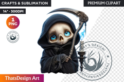 Kids Halloween clipart, The grim reaper halloween character Product Image 1