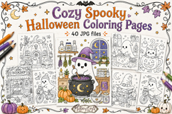 Cozy Spooky Halloween Coloring Pages Bundle | Cute ghosts Product Image 1