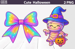 Iridescent Bow Clipart | Mummy Witch Hat Halloween Product Image 1