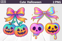 Rainbow Cherries Pumpkin Clipart | Cute Halloween Product Image 1
