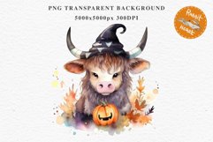 Cute Halloween Baby Highland Cow Clipart PNG Scrapbooking Tale Art Image Watercolor Transparent Print illustration sublimation creepy printable digital watercolor halloween baby highland cow, spooky clipart, Cute nursery, Creepy decoration art image