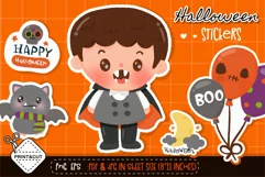 Halloween stickers Kawaii png vampire clipart, printable Product Image 1