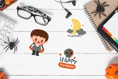 Halloween stickers Kawaii png vampire clipart, printable Product Image 2