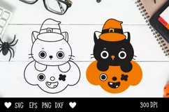 Cute Boo Halloween groovy kawaii cliparts SVG cartoon spooky Product Image 2