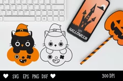 Cute Boo Halloween groovy kawaii cliparts SVG cartoon spooky Product Image 5