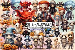 Cute Halloween Clipart Bundle, Watercolor Halloween Clipart Product Image 1
