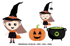 Cute Halloween clipart collection in a playful kid friendly style