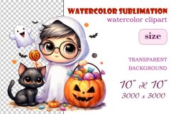 Add a touch of magic to your Halloween with our charming watercolor ghost clipart. Perfect for printing, decorations, cards and other creative projects. Available for download in PNG format with a transparent background!