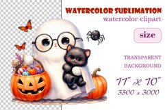 Add a touch of magic to your Halloween with our charming watercolor ghost clipart. Perfect for printing, decorations, cards and other creative projects. Available for download in PNG format with a transparent background!