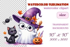Add a touch of magic to your Halloween with our charming watercolor ghost clipart. Perfect for printing, decorations, cards and other creative projects. Available for download in PNG format with a transparent background!