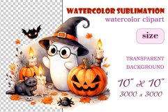 Add a touch of magic to your Halloween with our charming watercolor ghost clipart. Perfect for printing, decorations, cards and other creative projects. Available for download in PNG format with a transparent background!