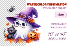 Add a touch of magic to your Halloween with our charming watercolor ghost clipart. Perfect for printing, decorations, cards and other creative projects. Available for download in PNG format with a transparent background!