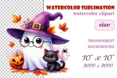 Add a touch of magic to your Halloween with our charming watercolor ghost clipart. Perfect for printing, decorations, cards and other creative projects. Available for download in PNG format with a transparent background!