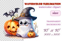 Add a touch of magic to your Halloween with our charming watercolor ghost clipart. Perfect for printing, decorations, cards and other creative projects. Available for download in PNG format with a transparent background!