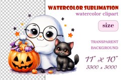 Add a touch of magic to your Halloween with our charming watercolor ghost clipart. Perfect for printing, decorations, cards and other creative projects. Available for download in PNG format with a transparent background!
