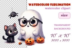 Add a touch of magic to your Halloween with our charming watercolor ghost clipart. Perfect for printing, decorations, cards, and other creative projects. Available for download in PNG format with a transparent background!