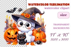 Add a touch of magic to your Halloween with our charming watercolor ghost clipart. Perfect for printing, decorations, cards, and other creative projects. Available for download in PNG format with a transparent background!
