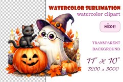 Add a touch of magic to your Halloween with our charming watercolor ghost clipart. Perfect for printing, decorations, cards, and other creative projects. Available for download in PNG format with a transparent background!