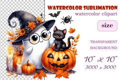 Add a touch of magic to your Halloween with our charming watercolor ghost clipart. Perfect for printing, decorations, cards, and other creative projects. Available for download in PNG format with a transparent background!