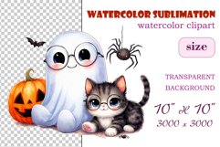 Add a touch of magic to your Halloween with our charming watercolor ghost clipart. Perfect for printing, decorations, cards, and other creative projects. Available for download in PNG format with a transparent background!