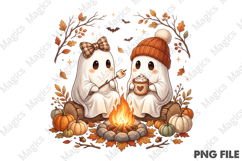 Cute Halloween Ghost Campfire PNG Product Image 1