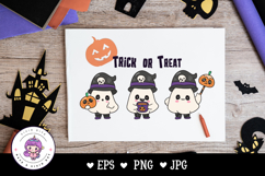 Halloween ghost cartoon trick or treat kawaii cliparts Product Image 5