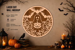 Cute Halloween Ghost Pumpkin Laser Cut SVG Product Image 1