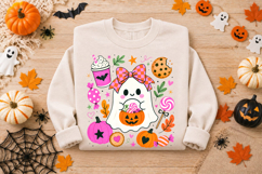 Retro Cute Halloween Ghost Sweets Sublimation Clipart PNG Product Image 2