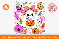 Retro Cute Halloween Ghost Sweets Sublimation Clipart PNG Product Image 1